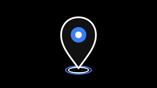 Location pin marker icon with blue ripple ring animation