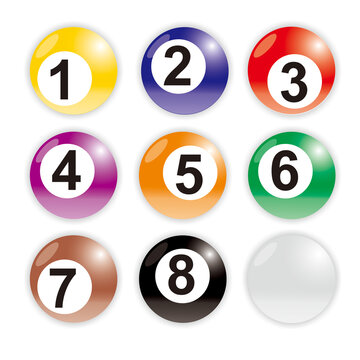 vector illustration of a set of billiard balls