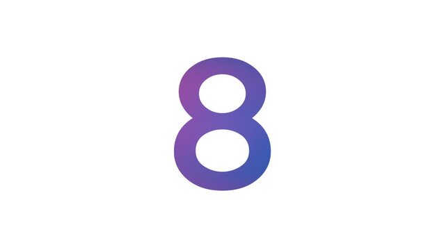 number 8 pink and blue gradient color on white background