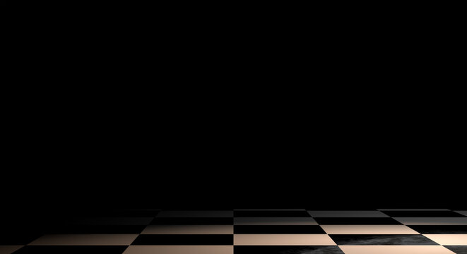 Empty chessboard background with dark copy space for strategy and mindset quote design