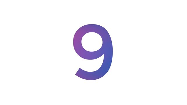 number 9 pink and blue gradient color on white background