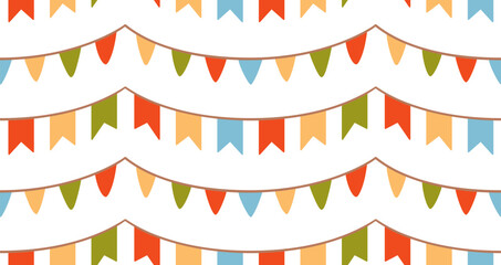 Obraz premium Flat garland bunting pattern background vector illustration