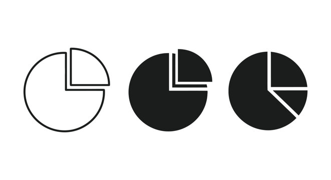 Three pie charts with different fill styles