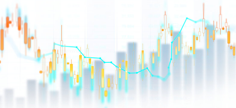 Transparent blue financial stock market chart with glowing candlesticks, rising trends and digital trading data on a modern abstract business background.