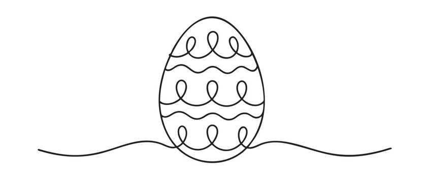 easter egg line art vector icon, a continuous single-line drawing for spring celebrations