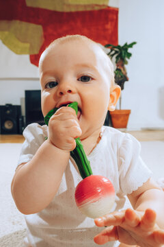 baby playing with baby teether