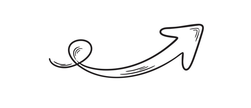 hand-drawn arrow vector icon with a curved line art design line art vector icon