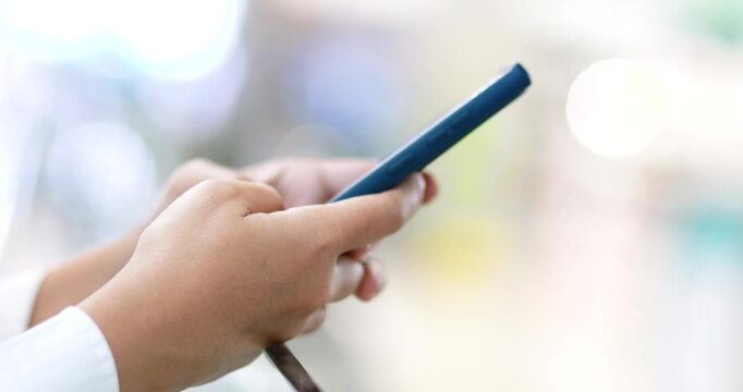 Woman typing on a smartphone, sending messages, texting, chatting online, using mobile app. online banking, digital payment, Modern communication, social media, digital lifestyle, wireless technology