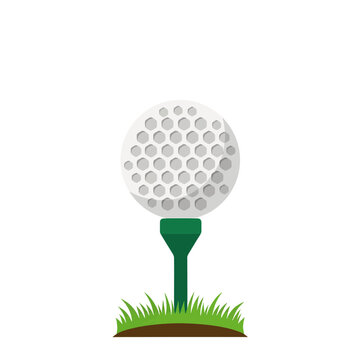 Golf ball marker flag standing on grassy surface illustration