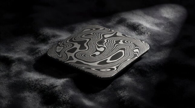 Damascus steel metal texture with intricate wavy patterns on a dark moody background