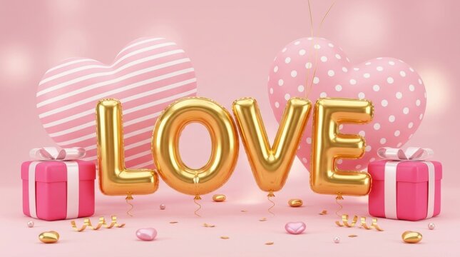 Love Text Pink Background