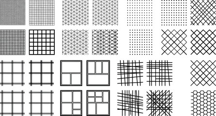 Fototapeta premium Collection of geometric grid patterns, line textures, and architectural layouts
