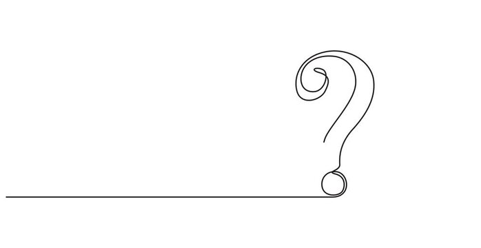 Question mark one line art animation, hand drawn asking sign, Question mark continuous one line drawing animated video, Self drawing line animation question mark continuous line drawn concept video.4K