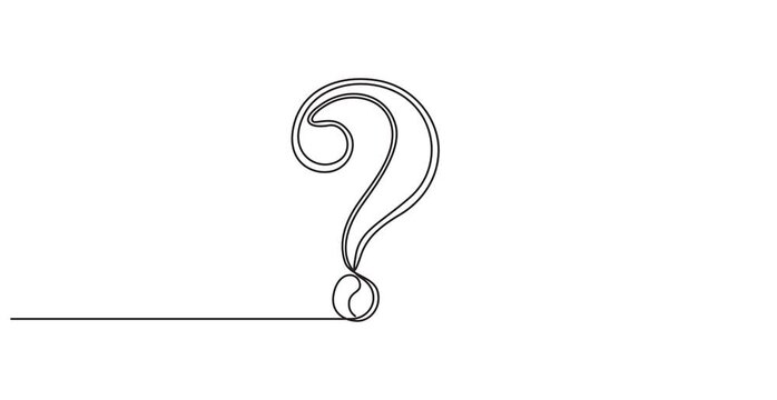 Question mark one line art animation, hand drawn asking sign, Question mark continuous one line drawing animated video, Self drawing line animation question mark continuous line drawn concept video.4K