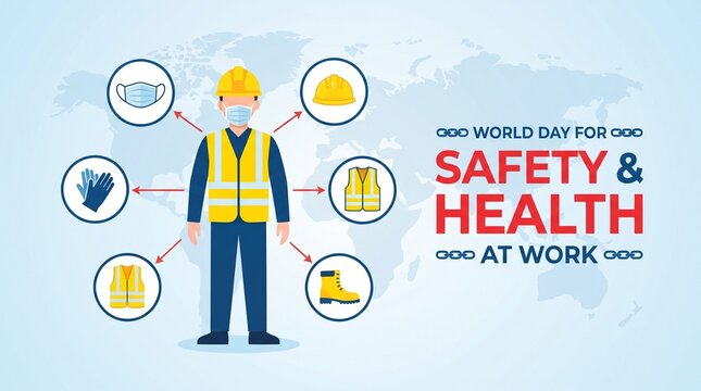 Worker safety gear illustration for world day for safety