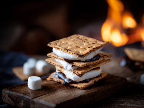 s'mores by the fireplace