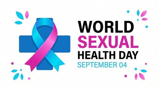 World sexual health day ribbon and text design