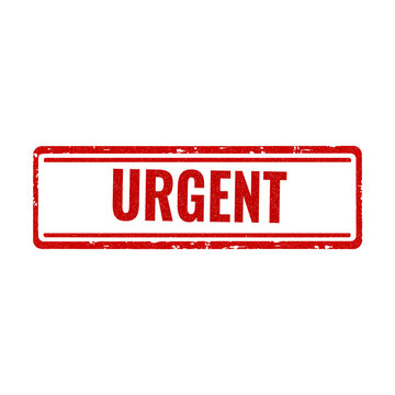 Red urgent stamp with bold text isolated on transparent background