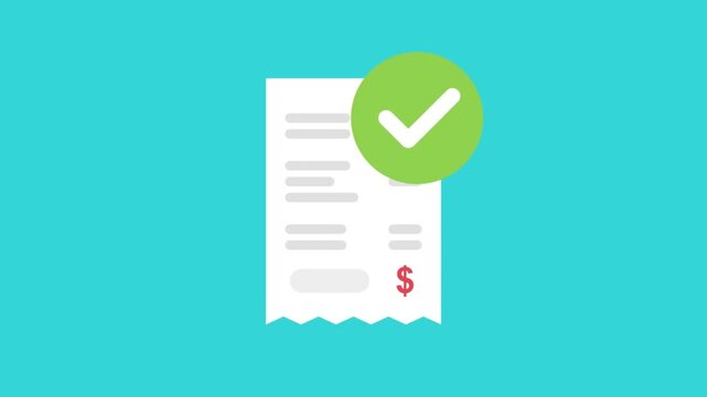 A simplified receipt with a green checkmark, symbolizing a completed transaction or successful payment