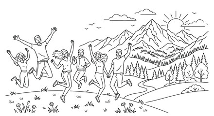 Obraz premium People_celebrating_and_jumping_finler.eps