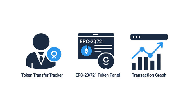 Token transfer tracker erc-20 721 tokens panel transaction graph vector illustration transfer transaction cryptocurrency blockchain technology business management internet software