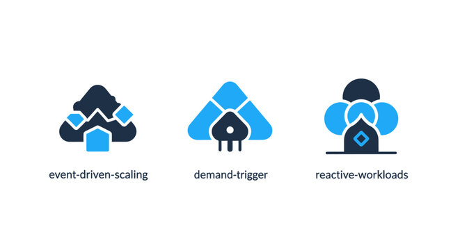 Cloud computing and network infrastructure icons with scaling and workload concepts computing infrastructure workload collection interface illustration technology software internet security