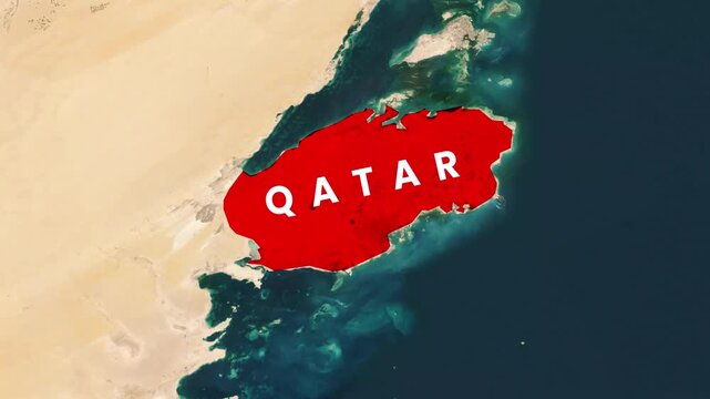 Qatar Map Animation 4K - Political Country Border Outline with Doha Location