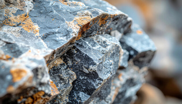 Close-up of rugged crystalline rock formation showcasing intricate mineral patterns and natural fractures under soft diffused lighting.