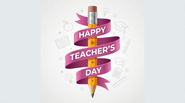 Happy Teachers Day Ribbon Design