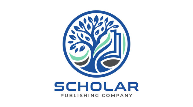 Scholar Publishing Company logo with tree and book design.