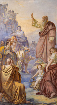Bergamo - The sermon of St. Andrew the apostle in e church Chiesa di Sant Andrea by Giovanni Battista Epis (1868 ).