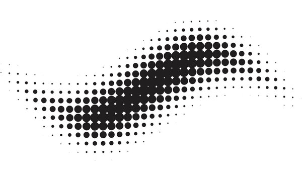 Flowing Halftone Dots Monochrome Abstract Wave Background.