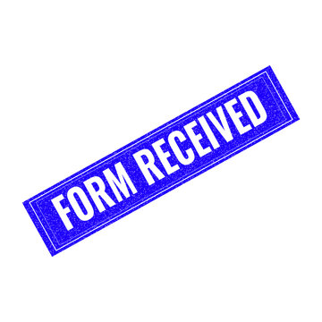 Blue stamp with form received text isolated on transparent background