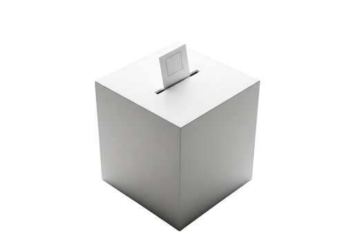 Simple silver ballot box for voting and elections isolated on transparent background
