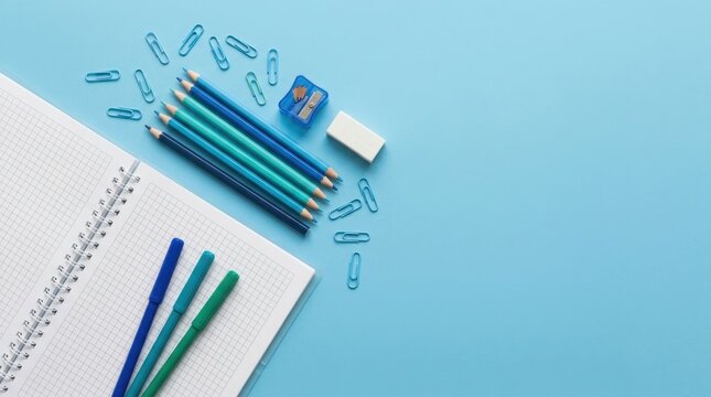 Blue Stationery Flat Lay