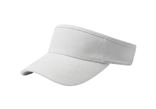 White sun visor cap for sports and outdoor summer activity isolated on transparent background