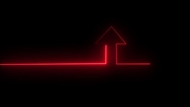 The neon shine up arrow glows brightly in vibrant shades of green and yellow. Its sleek design exudes energy, symbolizing upward movement 4k video..