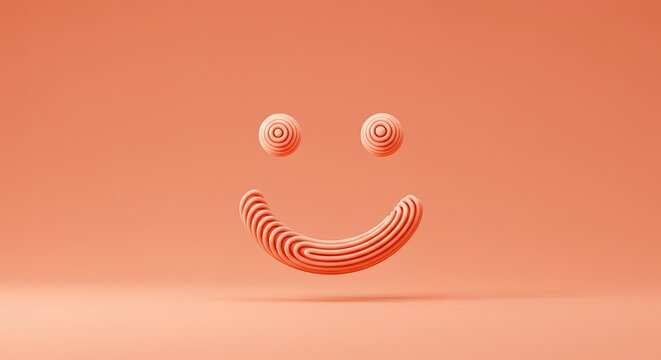 Smiling face emoticon on orange background.