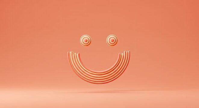 Smiling face emoticon on orange background.