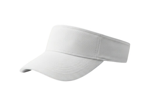 Plain white sun visor hat for sports and outdoor activity isolated on transparent background