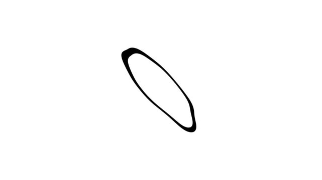 Abstract black oval ring or tilted ellipse line shape isolated on white background