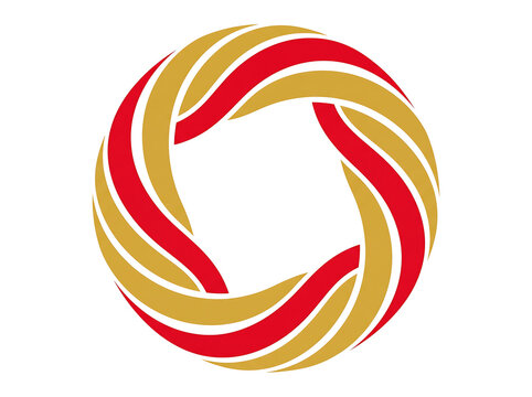 Red and Gold Circular Ribbon Abstract Emblem