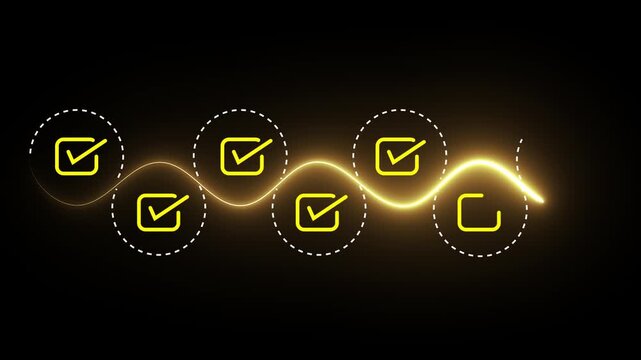 Digital Recruitment and Approval Workflow idea on the black background. Symbolizing assessment, approval, selection and modern recruitment processes. Animation of 4k video. 