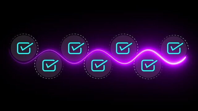 Digital Recruitment and Approval Workflow idea on the black background. Symbolizing assessment, approval, selection and modern recruitment processes. Animation of 4k video. 