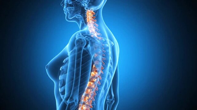 3d medical illustration of the human spine and skeletal system