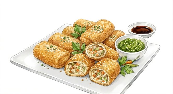 Delicious fried risol snack illustration isolated on white background