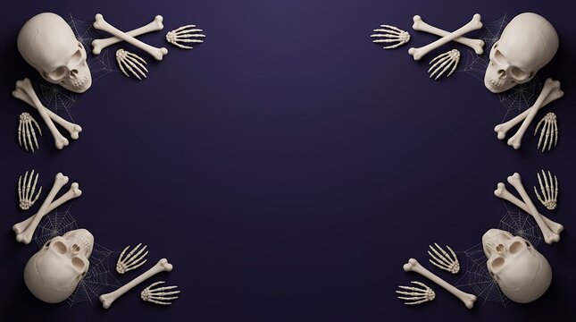 3D Cartoon Skulls and Bones Elements Set