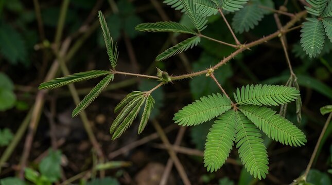 Sensitive plant leaves closing