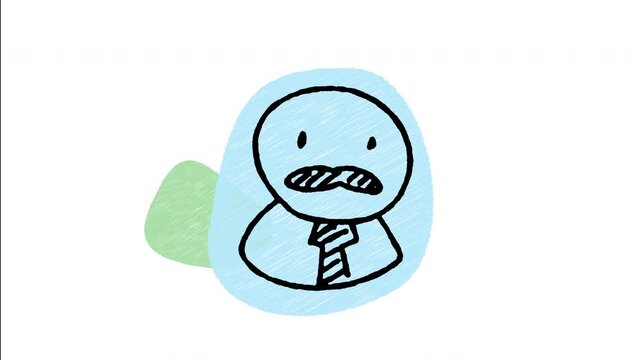 An animated hand-drawn avatar of a mature formal gentleman with a neat mustache and suit jacket. Great for traditional business, barber shops, luxury services, and classic profiles. 