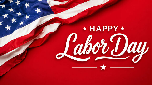 Happy labor day celebration with american flag honoring workers' contributions